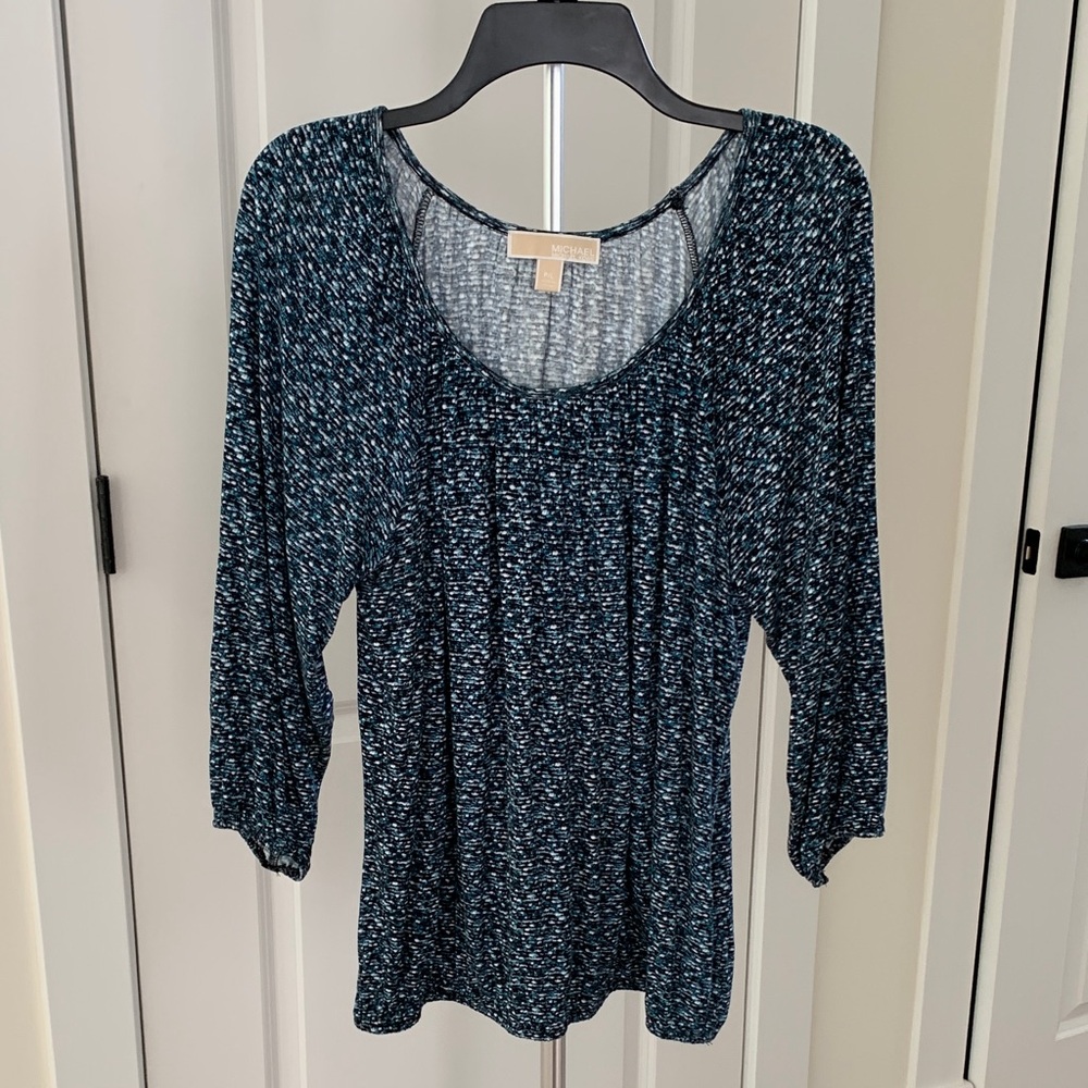 MICHAEL Michael Kors 3/4 sleeve Teal Speckled Blouse